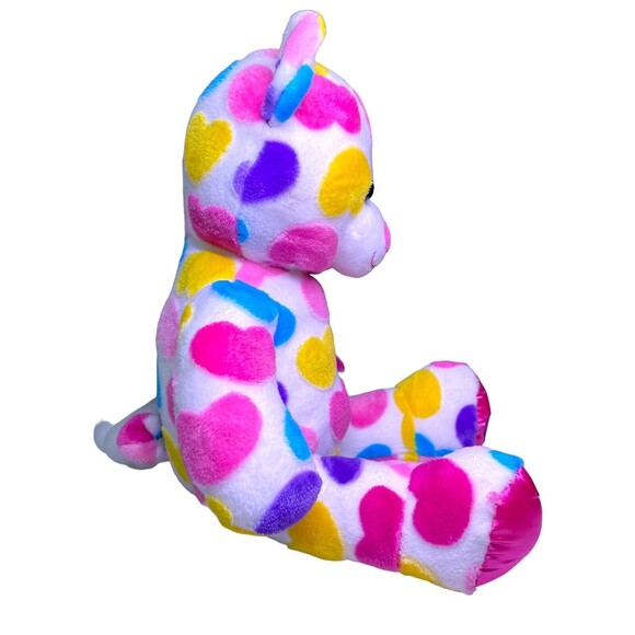 Build A Bear Colorful Hearts Bear W/Sparkle Hearts Valentines Plush 2019 - Picture 4 of 12